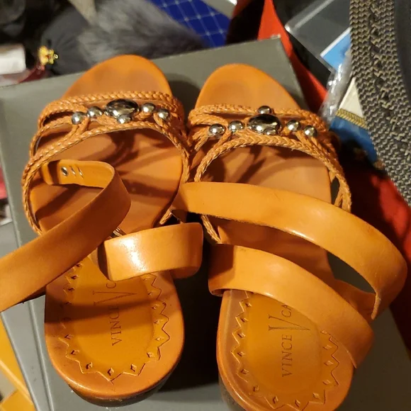 Vince Camuto Orange Wedge Sandals with Intricate Straps - Picture 6 of 6